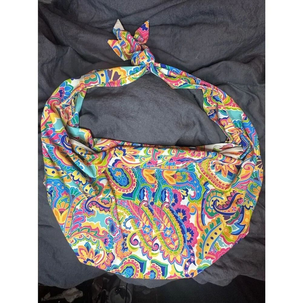 Johnny Was Paisley Bright Color Print Sling Beach Bag